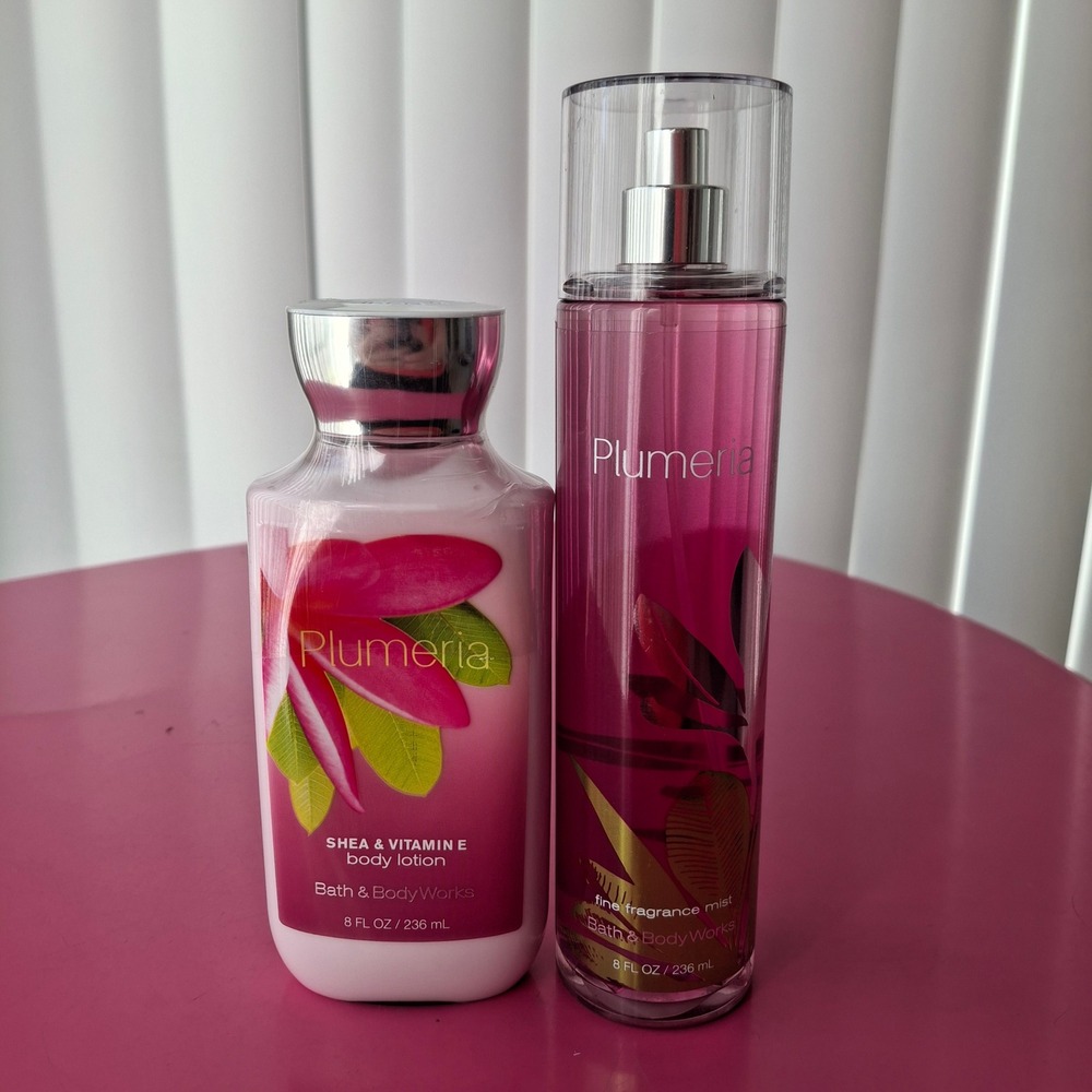 Bath & Body Works PLUMERIA Body Lotion & Fragrance Mist Set 8 oz